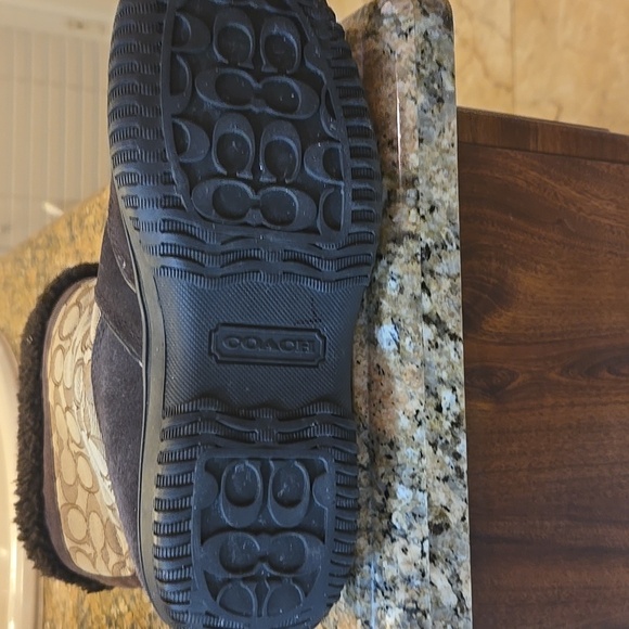 COACH Sherman Signature Brown Winter Snow Boots sz 7/B Jacquard & Suede Shoes - Picture 4 of 4